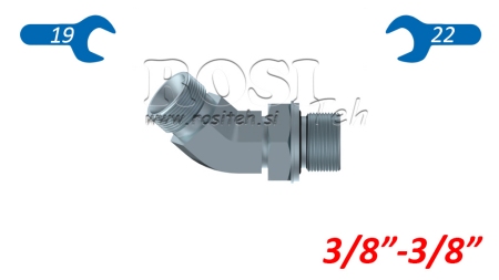 HIDRAVLIČNO KOLENO 45° PRILAGODLJIVO MOŠKO 3/8-3/8