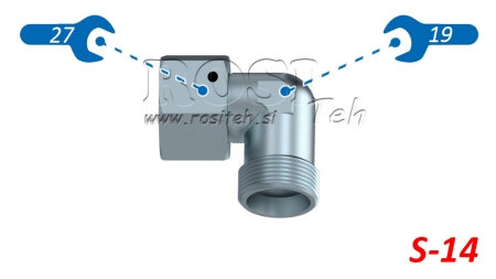 CODO HIDRÁULICO 90° S-14 CON TUERCA GIRATORIA M22X1,5