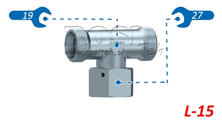 HIDRAULINIS T-JUNGIMAS L-15 SU CENTRINE PASUKAMA VERŽLE M22X1,5