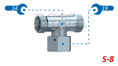 RACCORD EN T HYDRAULIQUE S-8 AVEC ÉCROU TOURNANT CENTRAL M16X1,5