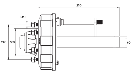 PUSIAŠIS SU STABDŽIAIS - 2700 kg (6 VARŽTAI) - 250 mm