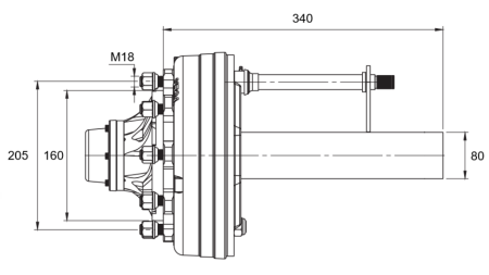 PUSIAŠIS SU STABDŽIAIS - 4400 kg (6 VARŽTAI) - 340 mm