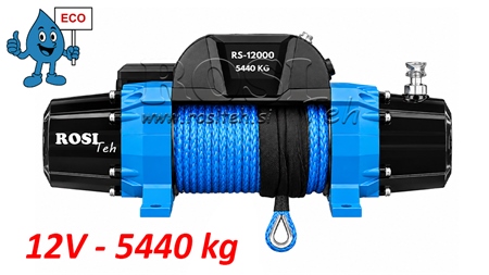 12 V ELEKTRINĖ GERVĖ RS-12000 - 5440 kg - SINTETINĖ VIRVĖ - ECO