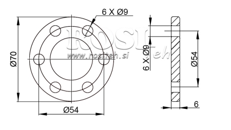 P.T.O. ADAPTER MED FLANGE 6 HÅL  1 3/8
