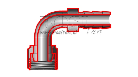 HIDRAULINIS MOTERIS KONEKTORIUS 1 ELBOW 90° GUMINEI ŽARNAI Φ 19-20