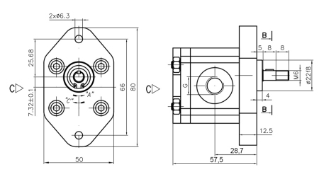 HYDRAULICKÉ ČERPADLO 00C0.5X032 GR.0 - 0,5cc - PRAVOTOČIVÝ