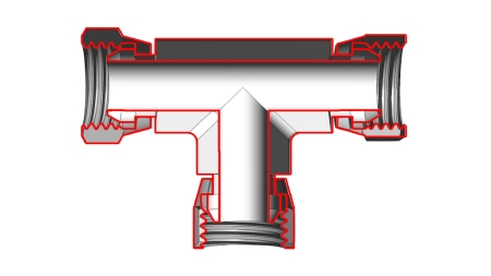 HIDRAULINIS T-JUNGIMAS SU PASUKAMA VERŽLE BSP 1/2