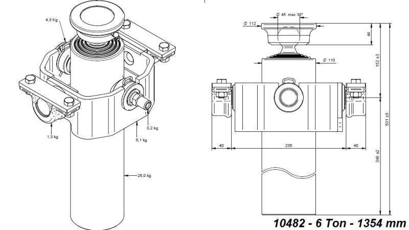 TELESCOPINIS CILINDRAS KOMPAKTINIS 4 LAIPSNIŲ 1354mm x110 -BULIUS
