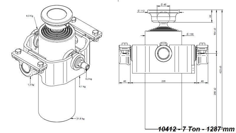 CILINDRO TELESCÓPICO COMPACTO 5 ESTÁGIOS 1287mm x125 -BOLA