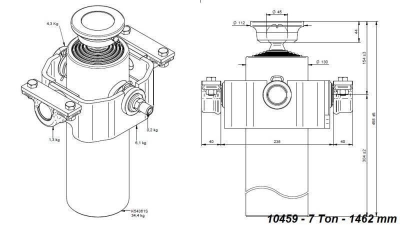 CYLINDRE TÉLESCOPIQUE COMPACT 5 ÉTAPES 1462mm x125 -BALLE