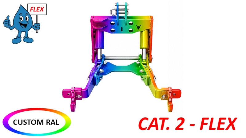 UNIVERSALUS PRIEKINĖS PAKABOS KOMPLEKTAS TRAKTORIUI CAT. 2 - FLEX 1500 KG (RAL PAGAL JŪSŲ PASIRINKIMĄ)