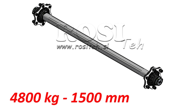 OSOVINA ZA PRIKOLICO 4800 kg BREZ ZAVOR (1500 mm)