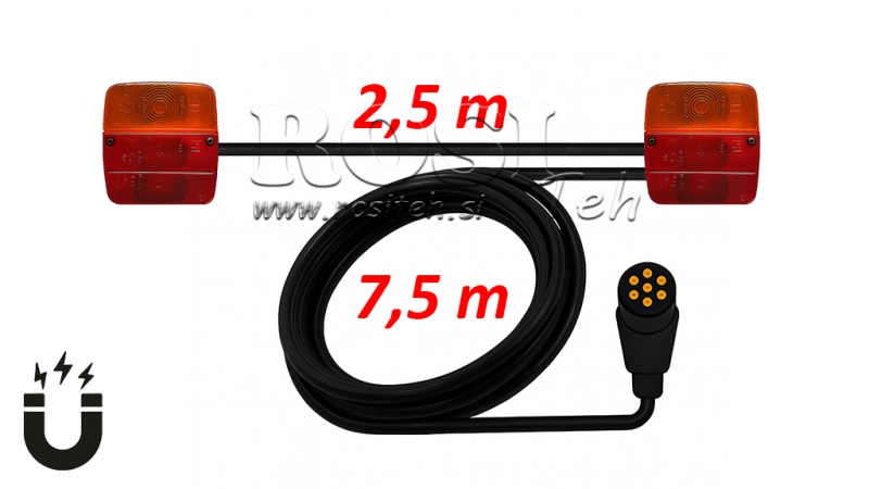 KOMPLET MAGNETNIH SVJETLA SA KABLOM 7,5m + 2,5m