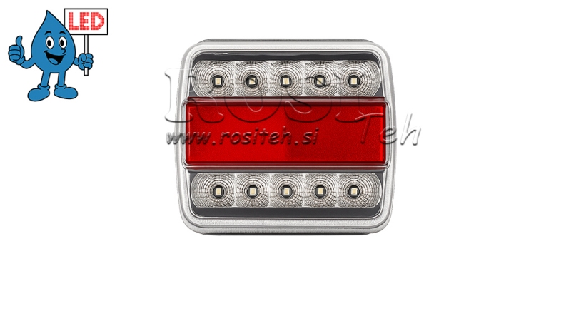 LED ZADNÉ SVETLO PRE PRÍVES KOMBINOVANÉ 4 FUNKCIE 12V BIELE