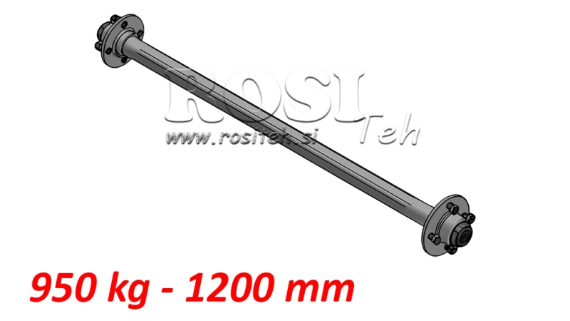 OSOVINA ZA PRIKOLICU 950 kg BEZ KOČNICA (1200 mm)