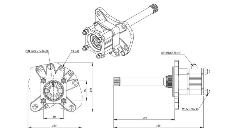 Dimensjoner FOR HYDRAULISK PUMPE - MERCEDES AXOR 1