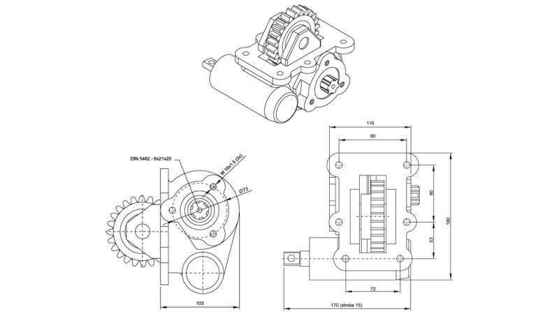Abmessungen AUSGANG FÜR HYDRAULIKPUMPE - IVECO 2828 MECHANIK