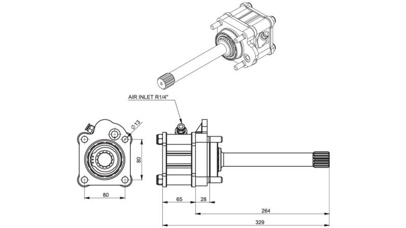 Wymiary WYJŚCIA DLA POMPY HYDRAULICZNEJ - MAN INTERDAR