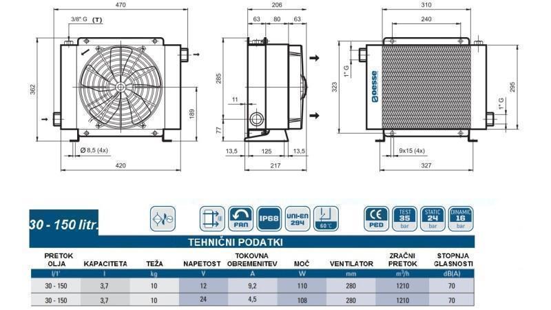 RĂCITOR DE ULEI DC 24V HY02404 30-150 LIT