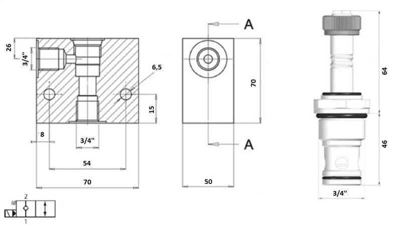 2-ÚT SZELEP 3/4 (NC) 12V - 150L - diagram