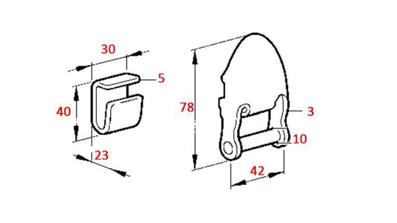 BRACCIO LATERALE PER RIMORCHIO C-SHAPED REMOVIBILE 42mm