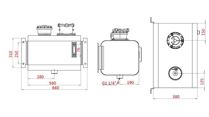 METALLTANKDECKEL 60 Lit 310x380x560mm