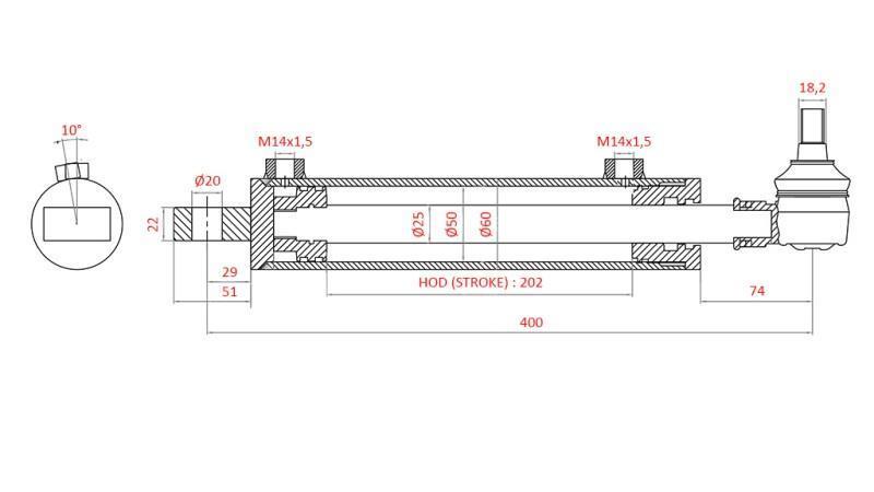 CILINDRO DE DIRECCIÓN HIDRÁULICO FIAT-NEW HOLLAND OEM-5189891