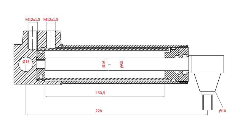 CILINDRO DE DIRECCIÓN HIDRÁULICA MASSEY FERGUSON OEM-3401553M92, 3774728M91
