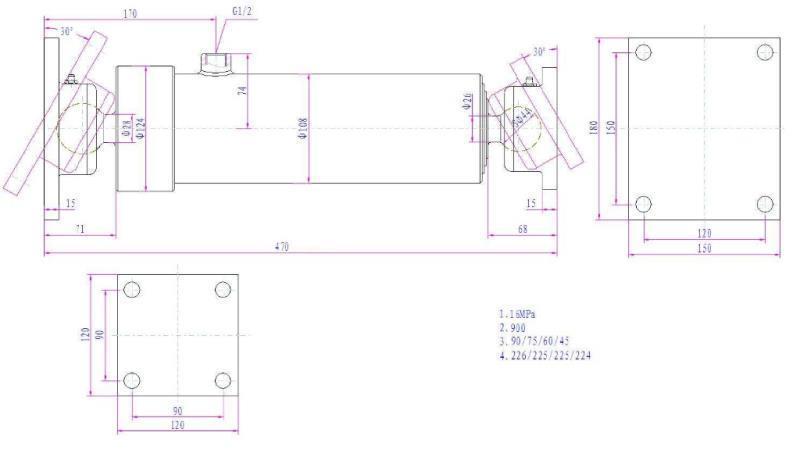 TELESKOPCYLINDER 4 TRIN  900MM K4B-7TS