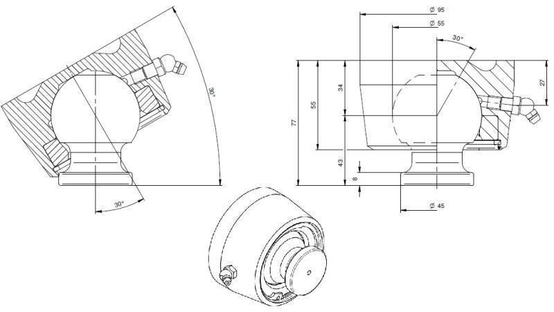 PALLA PER CILINDRO TELESCOPICO FI 55 max. 15 Ton