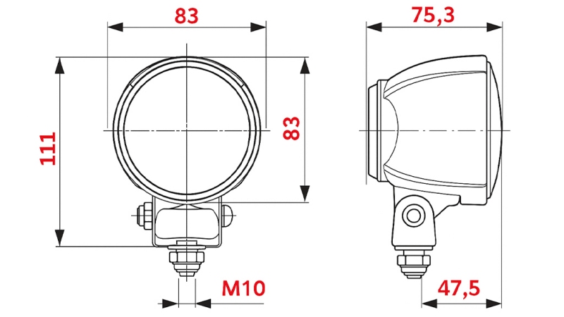 FARO DA LAVORO PER TRATTORE TONDO H3 HELLA ALOGENA