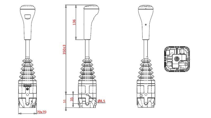 JOYSTICK INDEMAR PER CARRELLO ELEVATORE - SENZA PULSANTE