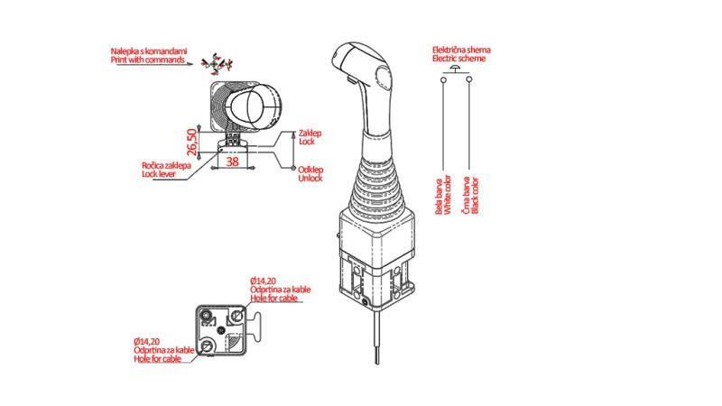 JOYSTICK NIMCO DO WCIĄGARKI KULOWEJ - 1x PRZYCISK