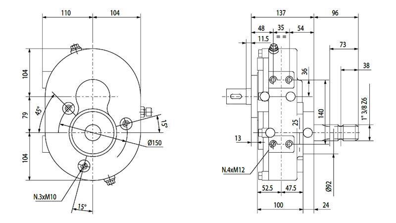 RIDUTTORE INVERSIONE A-3A 1:1 (30HP-22.1W)