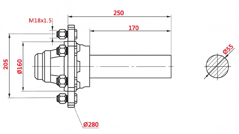 AXĂ SEMI 3000 KG L.250 MM