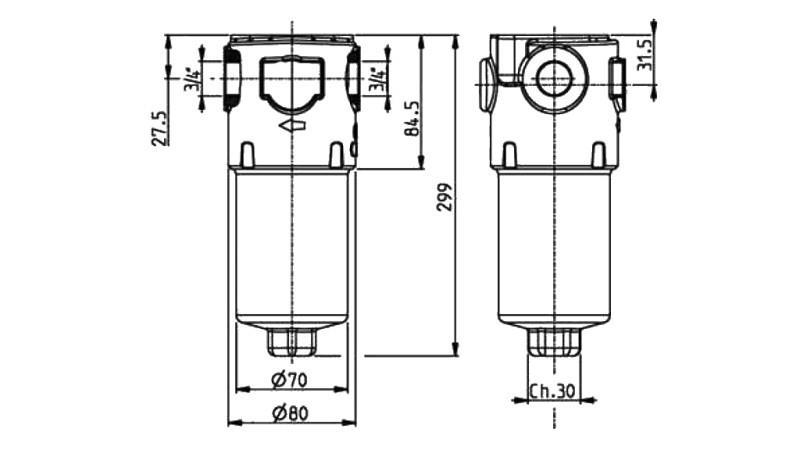 HYDRAULISK TRYKKFILTER IKRON 3/4 - 10u - 110LIT - 310bar