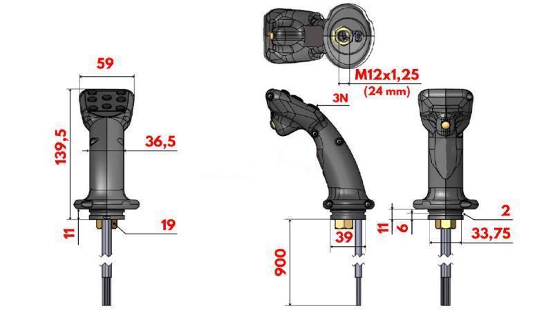 NUOTOLINIS VALDYMO JOYSTICKAS - 3 MYGTUKAI