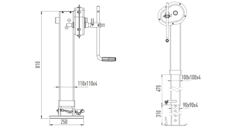 PIE DE SOPORTE ROSCADO 400mm - 10.000kg