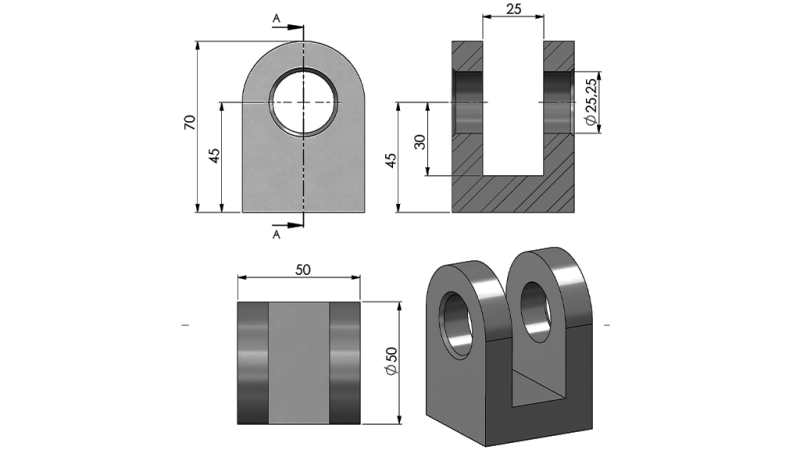 FORKS FOR CYLINDER 50MM - FI25
