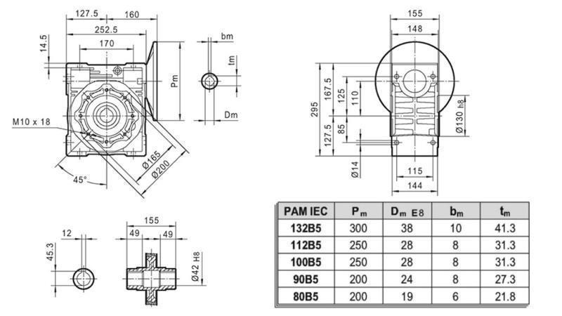 PMRV-110 REDUKTOR ELEKTROMOS MOTORHOZ MS132 (5.5-7.5kW) ARÁNY 10:1