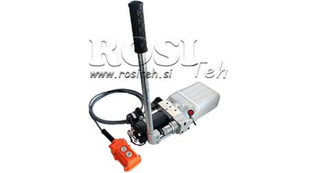MINI HYDRAULISK AGREGAT 12V DC - 0.8kW = 0.5cc - 1.5 liter - enfase enhet (PVC) med manuell pumpe