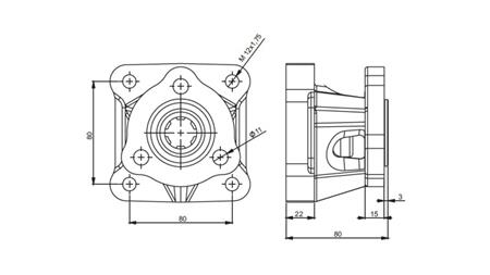 Dimensjoner 3X4 ADAPTER FOR JERN PUMPE