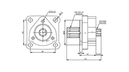 Dimensjoner 4X3 ADAPTER FOR JERN PUMPE