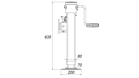 GJENGET STØTTEBEN MED FLANGE 380mm - 4.000kg