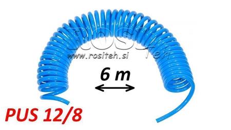 PUS 12/8 6m NIEUMEBLOWANY NIEBIESKI WĄŻ POWIETRZNY SPIRALNY
