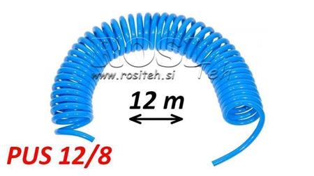 PUS 12/8 12m NIEZAAKOMODOWANY NIEBIESKI WĄŻ POWIETRZNY SPIRALNY