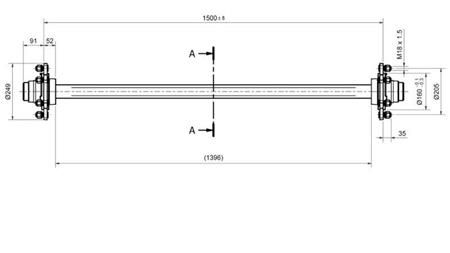 ASSE PER RIMORCHIO 4800 kg SENZA FRENI (1500 mm)