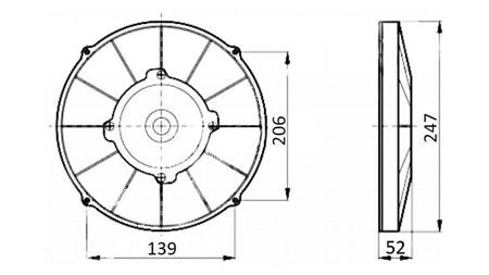 VENTILATORE ASSIALE 225mm SPINGENTE 12V