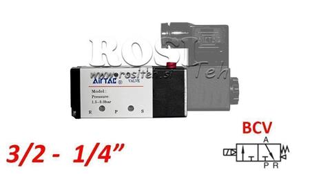 PNEUMATINIS ELEKTRINIS VOŽTUVAS 3/2 MONOSTABILUS 1/4 PRT-0832-BCV