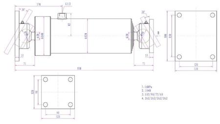 TELESKOPISK CYLINDER 4 EXTENSIONER  1050MM K4B-10T